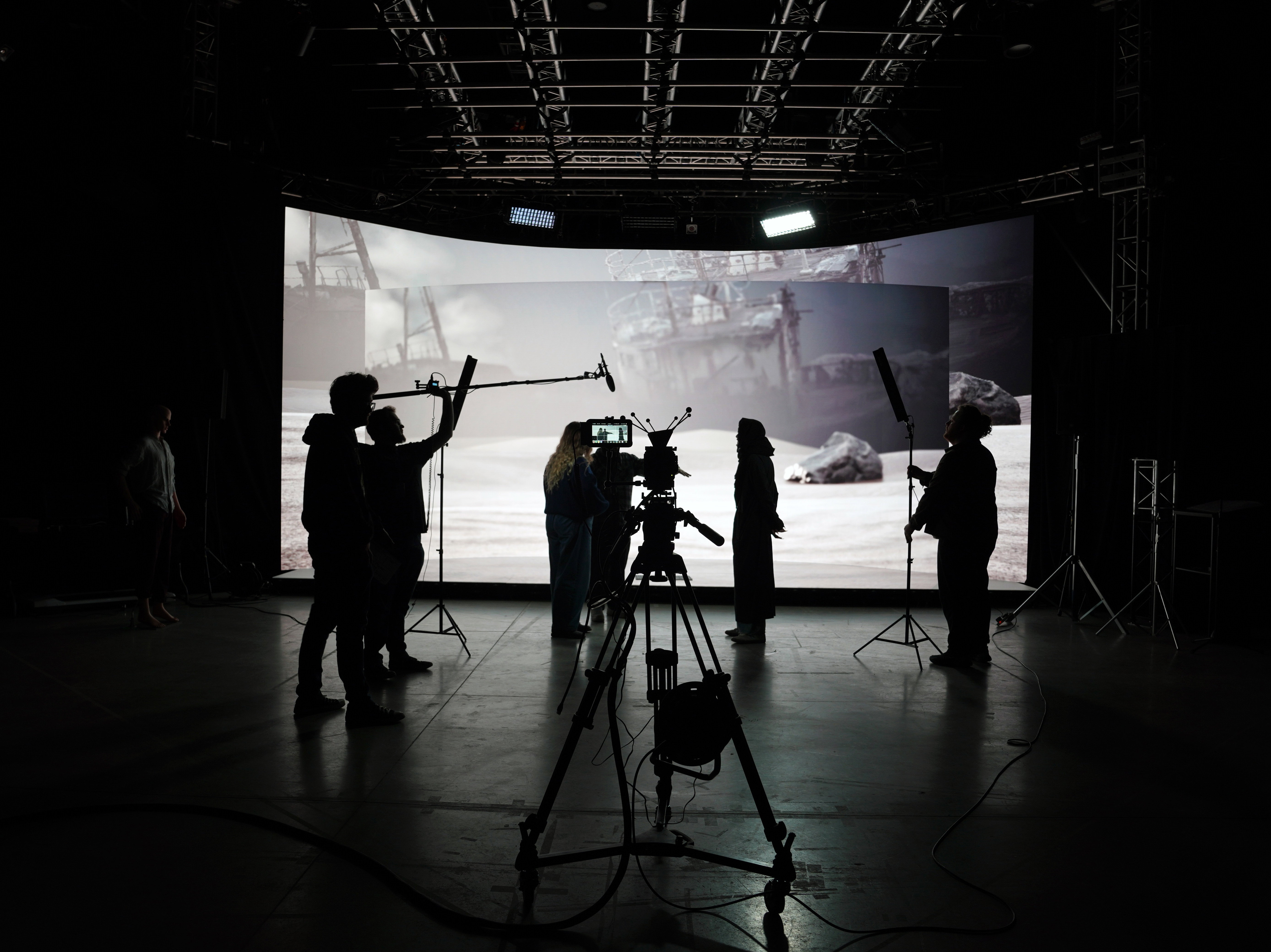 On set in the virtual production studio